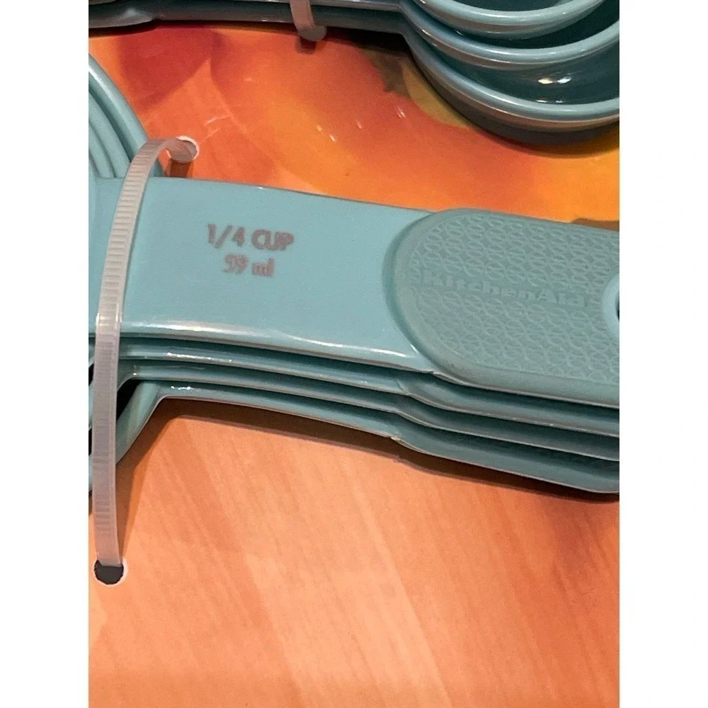 KitchenAid Aqua Measuring Cup and Spoon Set Aqua Sky Teal 9 Piece KC475OHAQA NEW